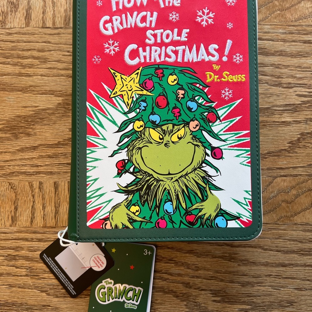 Loungefly Dr. Seuss How the Grinch Stole Christmas' Book Cover Crossbody Bag NWT